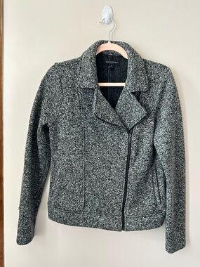 Banana Republic Gray Marled Zip-Front Tweed Jacket